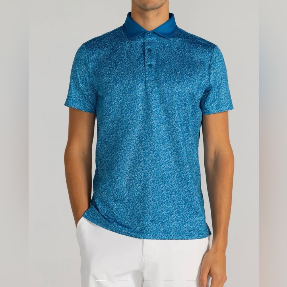 Stylish Blue Patterned Polo Shirt
